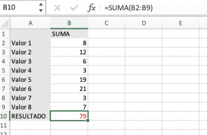 Ejemplo de fórmula de suma en Excel